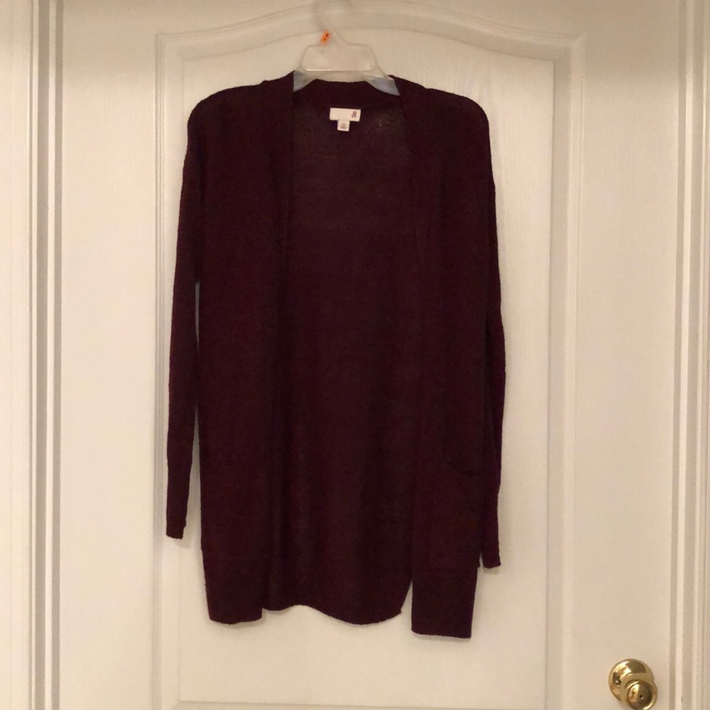 burgundy cardigan